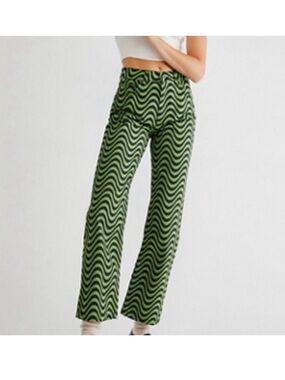 The Ragged priest lime & charcoal wave Dad jeans